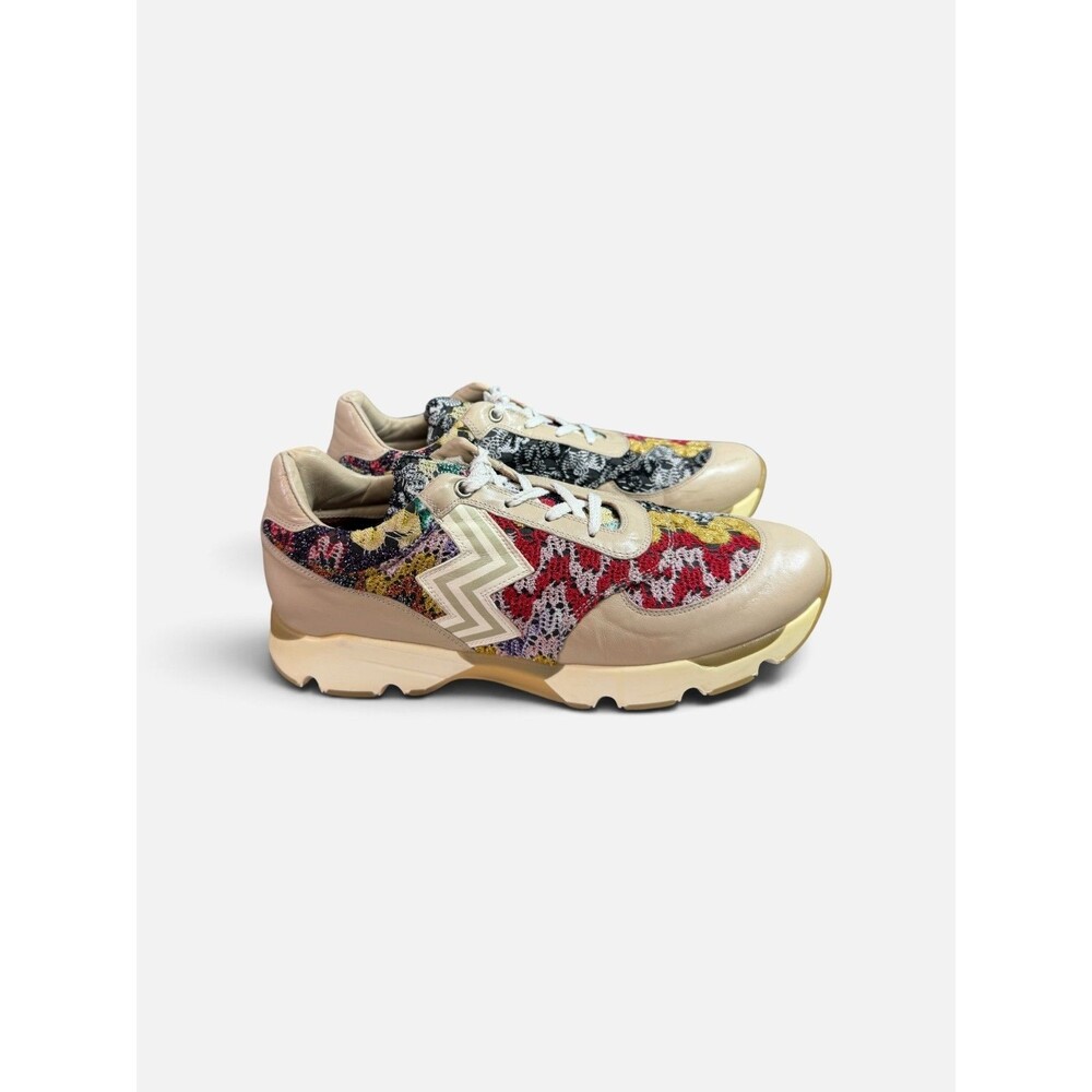 Missoni Women's Sneakers Multicolor Lace Overlay Beige Leather Size EU 40, US 10